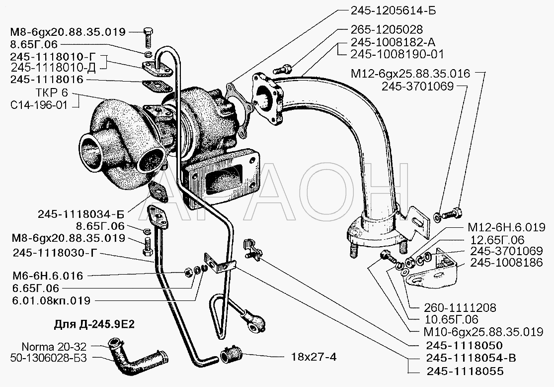Воздухоподводящий тракт и маслопроводы турбокомпрессора ЗИЛ-5301 (2006)